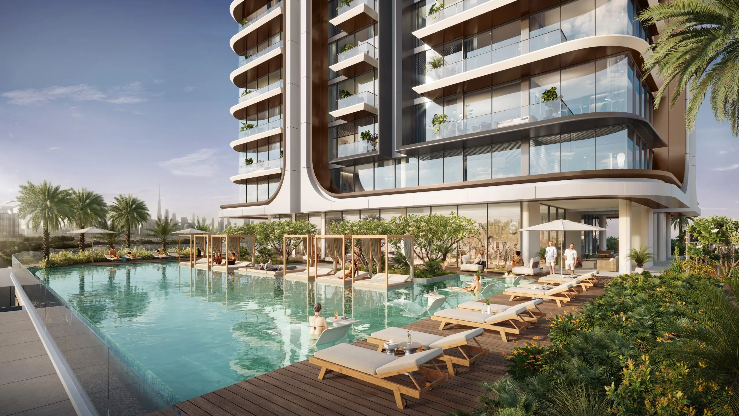 Belgrove Residences — modern architecture among landscaped grounds, MBR City Dubai